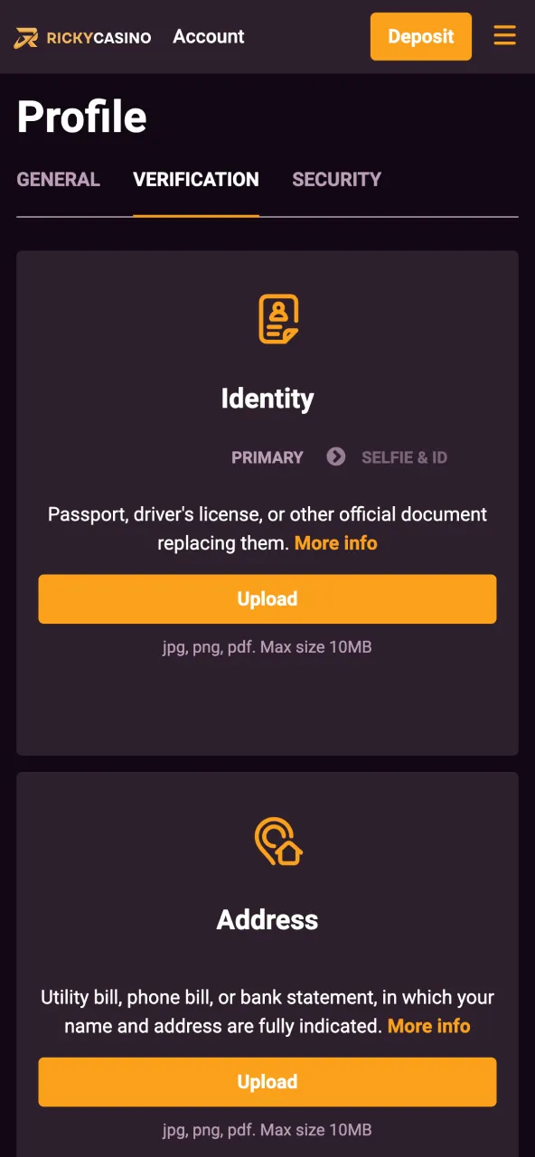 Upload ID and address documents to secure Ricky Casino withdrawals from Chicken Road.