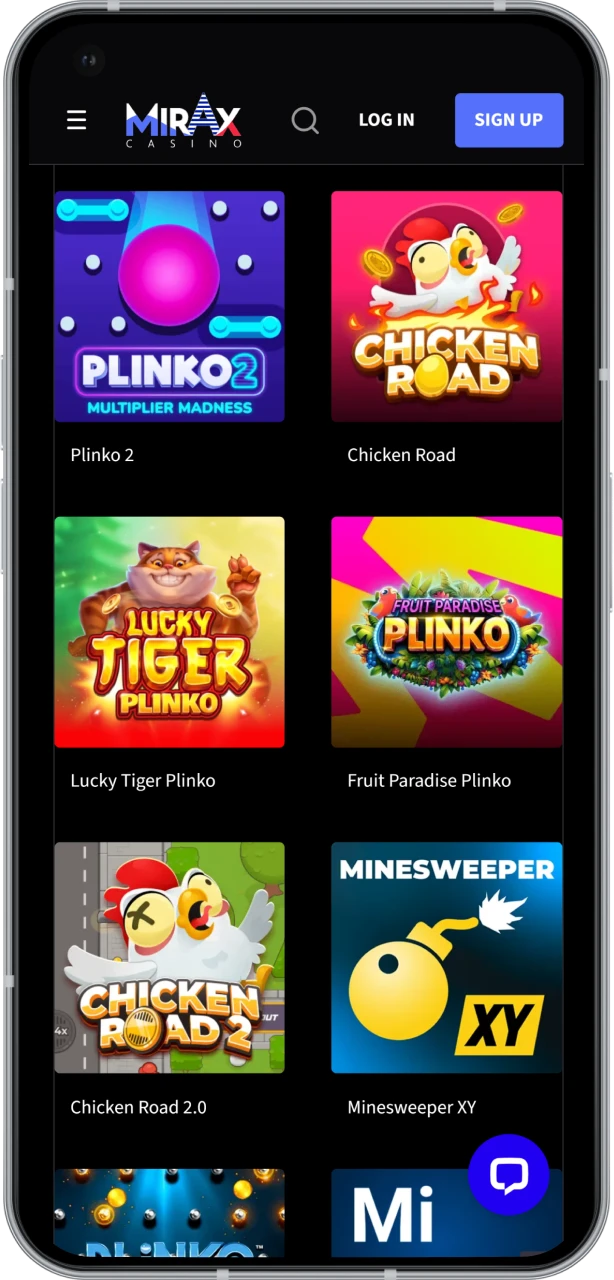 Open the Mirax Casino games section and find games that you like.