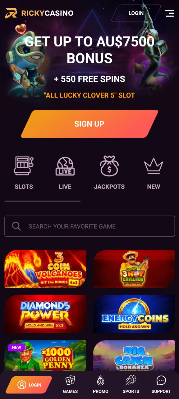 Open the casino website in your browser.