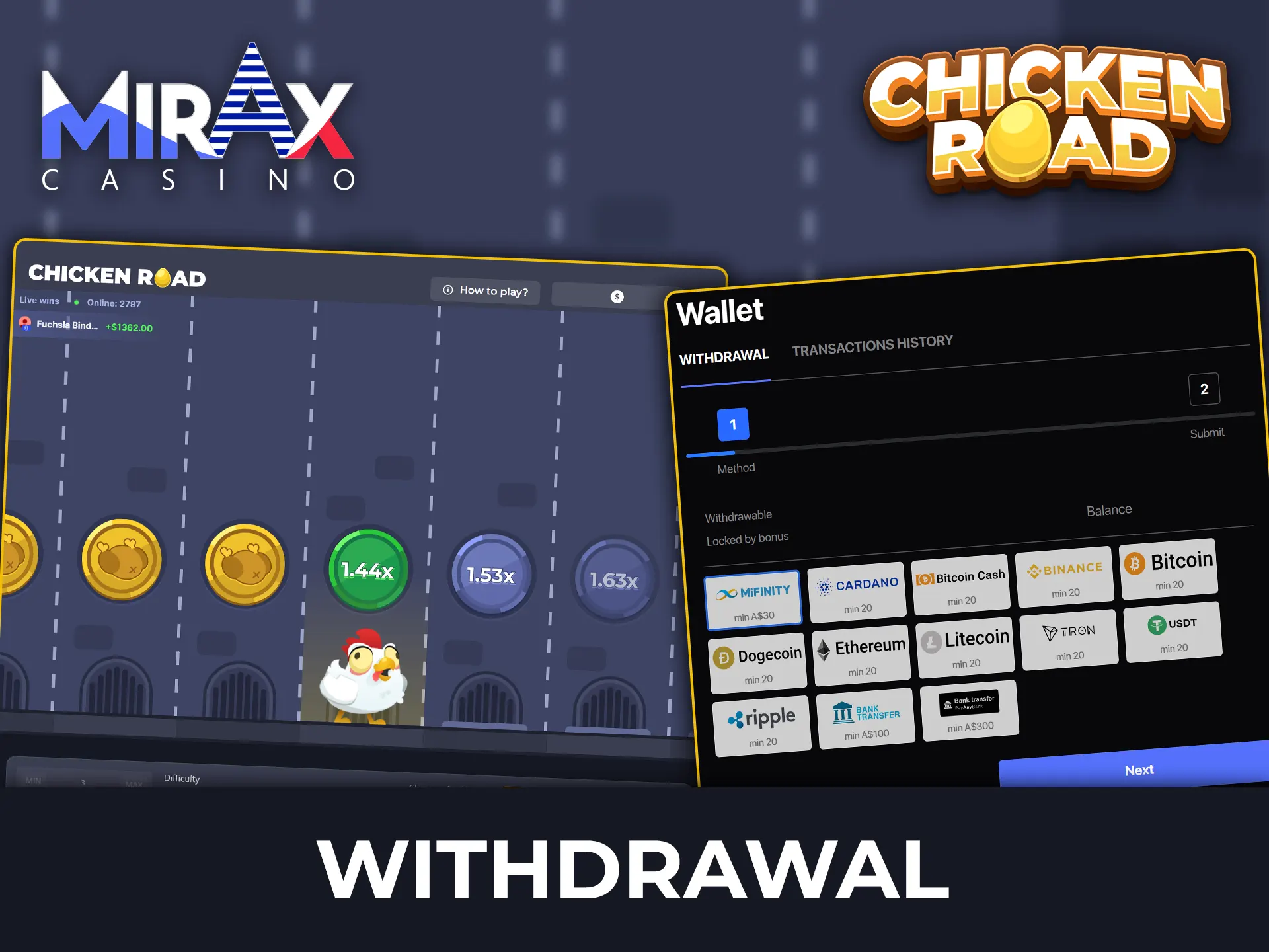 Withdraw your winnings quickly from the Chicken Road game at Mirax Casino.
