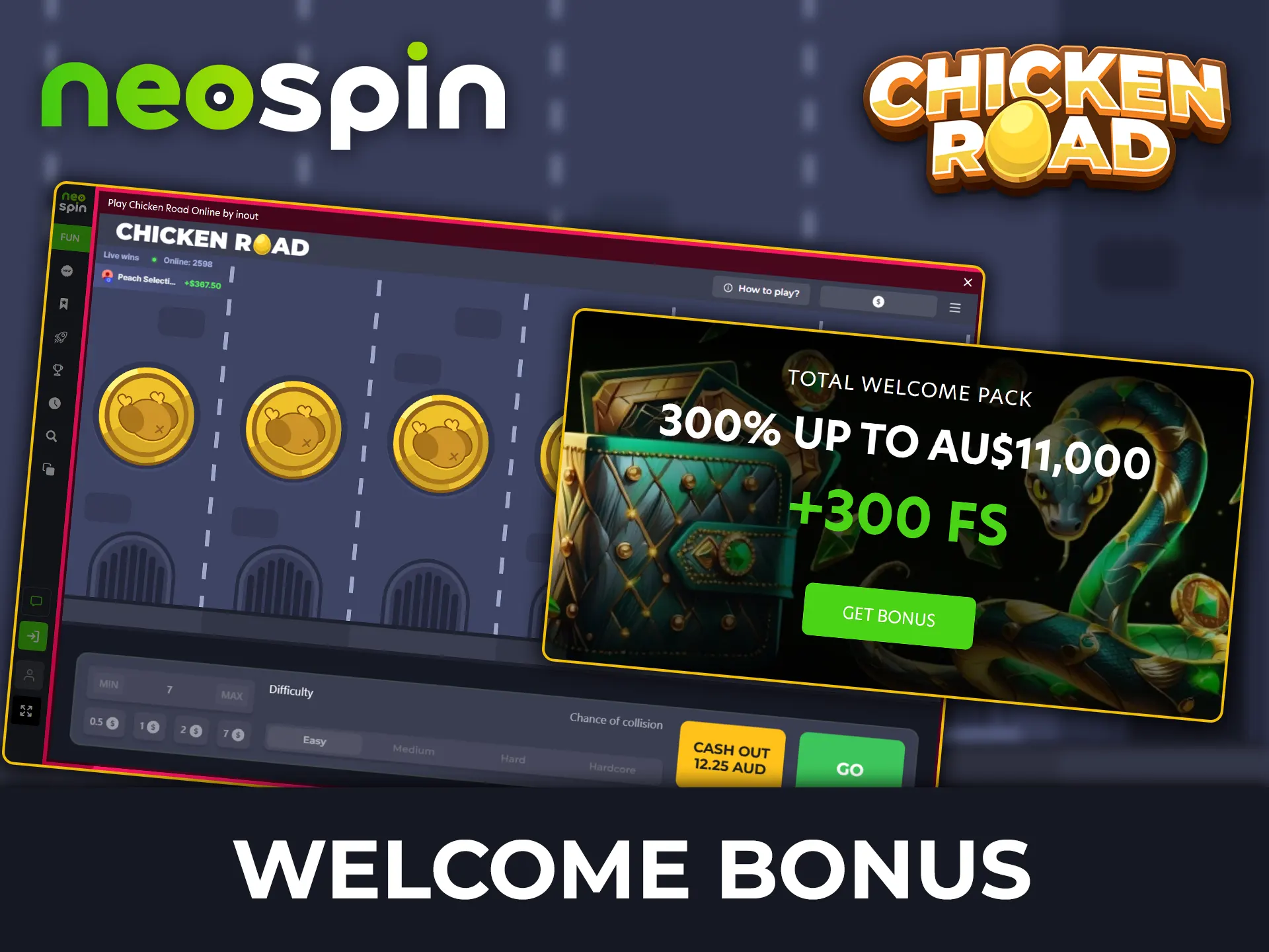 Find out how to activate the Neospin bonus when you sign up to get a head start in Chicken Road.