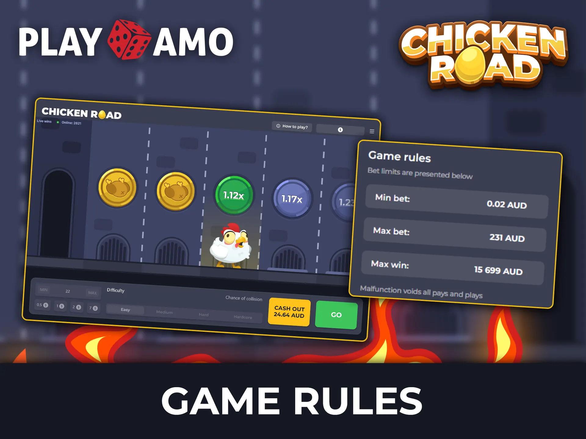 Master the rules of Chicken Road at Playamo.