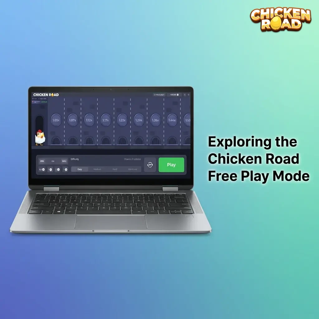 Chicken Road free play mode interface showing virtual credits, risk levels, and cash out button.