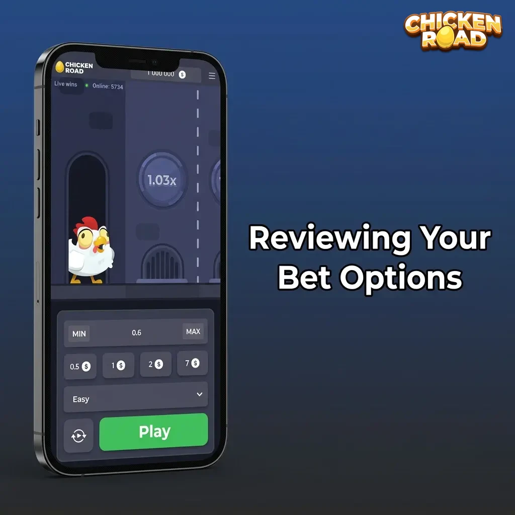 Chicken Road game interface displaying betting options, stake adjustments, and automated tools for managing risk.