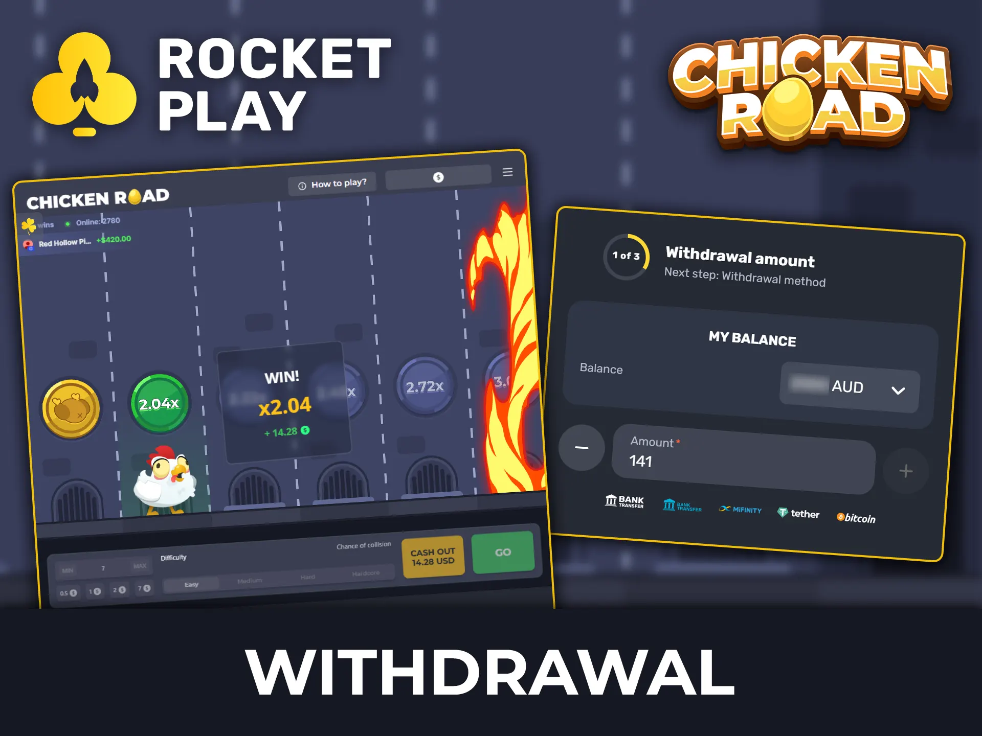 Learn about safe ways to withdraw money from Rocket Play in the game Chicken Road.